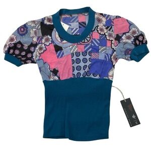 Vintage Burning Torch Women's Top Patchwork Small NWOT